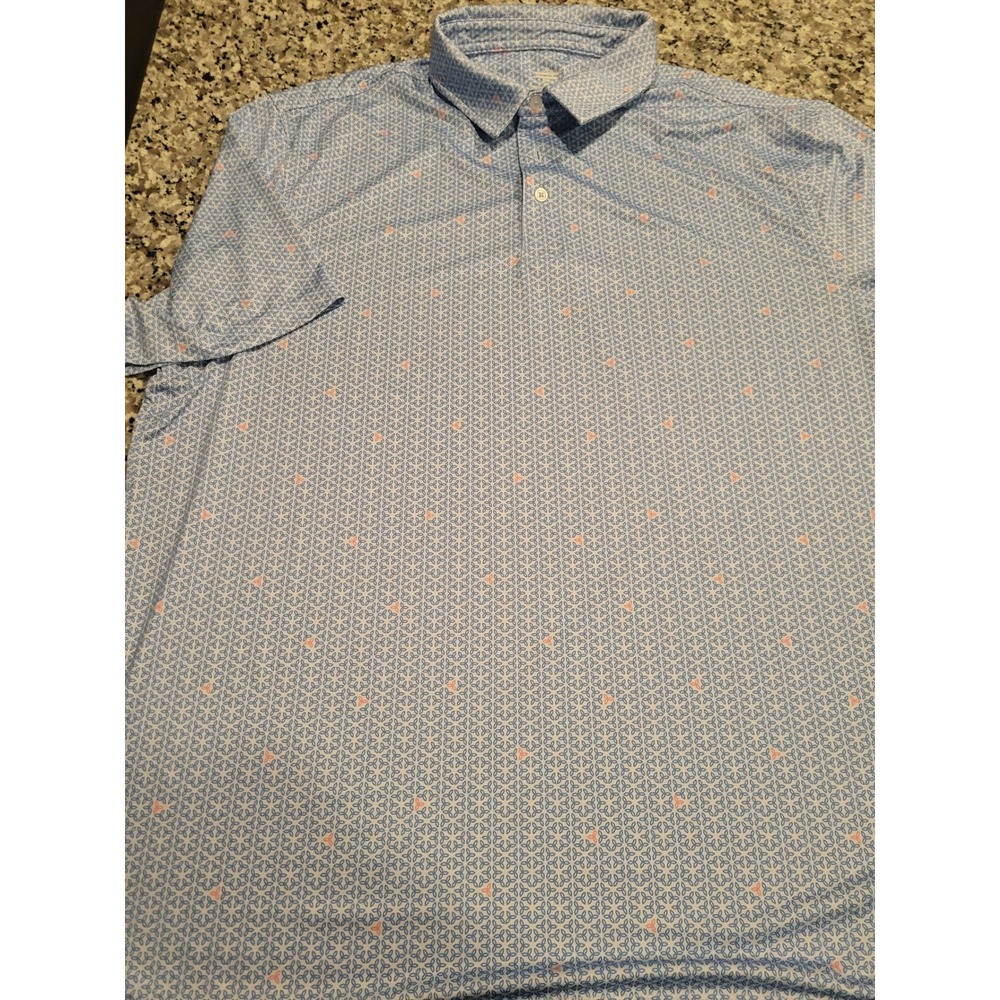 Members Mark Performance Polo XL Glacier Blue Pinwheel Pop ‎ Mens Shirt